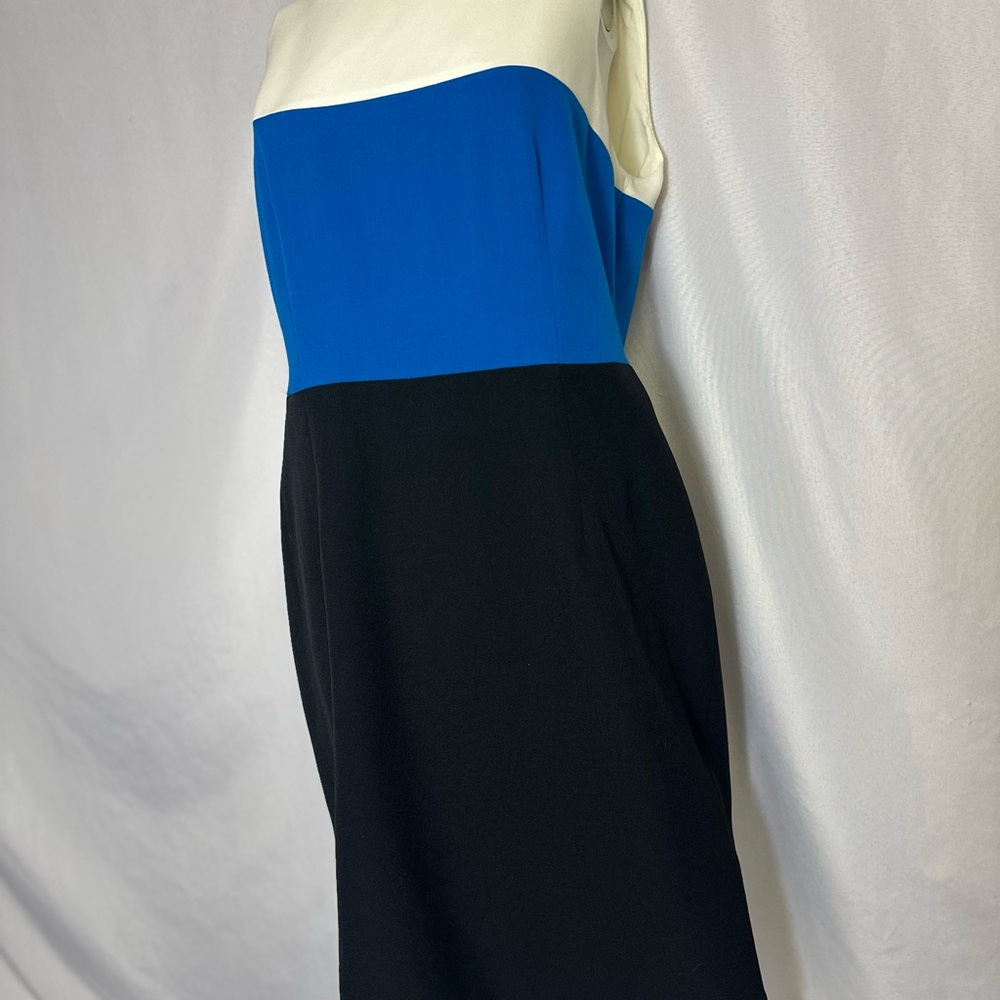 Kasper Size 10  Dress Woman’s Sleeveless Fitted Three Colored Wide Striped NWT - Picture 2 of 5